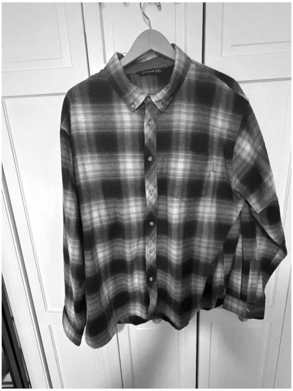 Killik Men’s XXL Plaid Button Down Shirt Gray Black Long Sleeve Outdoor Casual